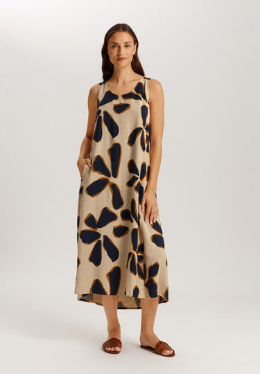 Urban Casuals Linen Blend Dress | Desert Flower 78527-3007